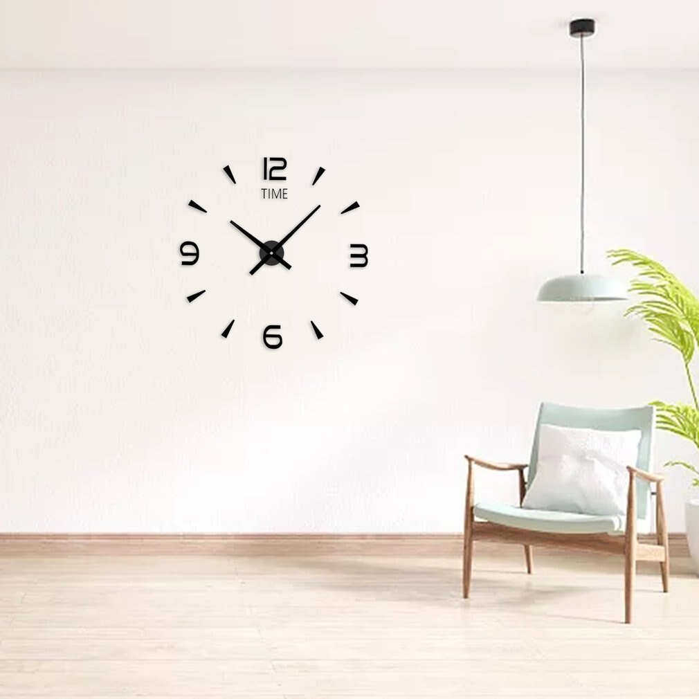 Wandklok Moderne Grote 3D Wandklok Spiegel Oppervlak Lijm Grote Diy Klok Voor Thuis Woonkamer Slaapkamer Kantoor Decoratie