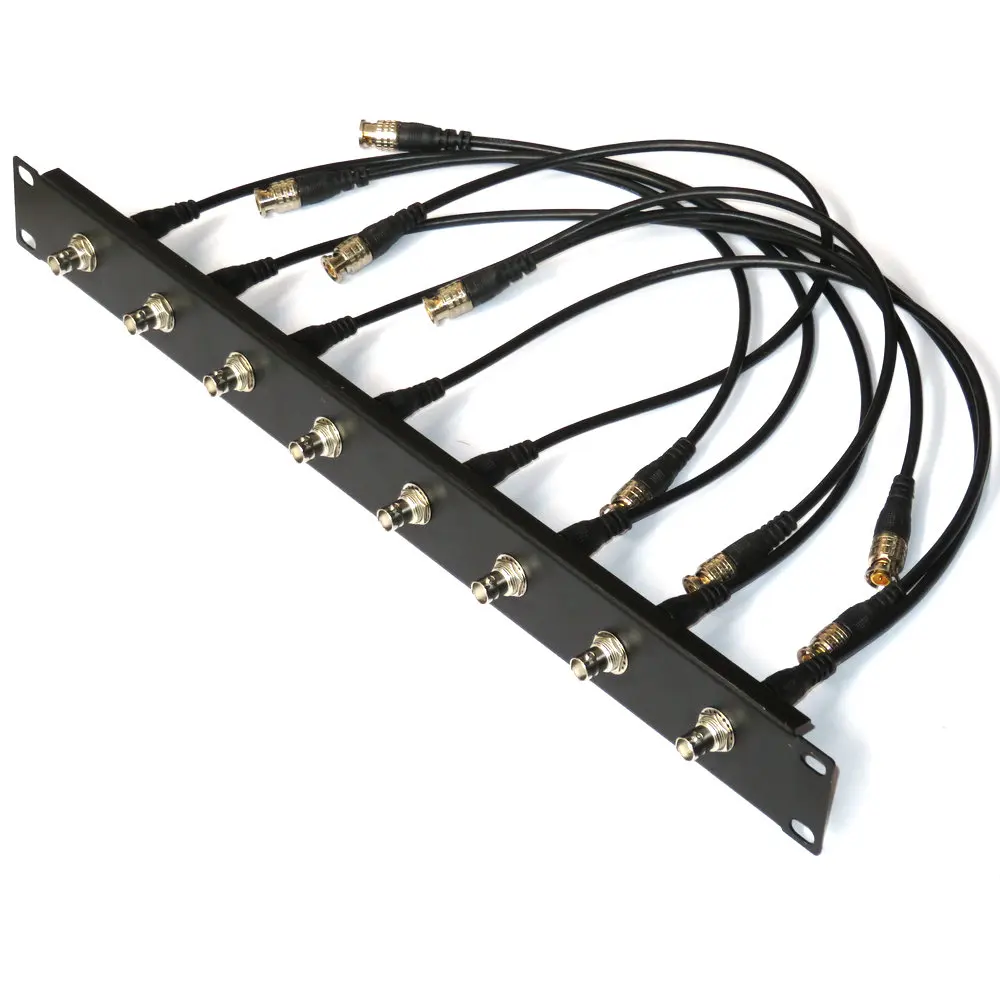 19" Rack Mount Kit 1U Front Panel 8 Hole Ports W/ 8 BNC 20"Cables and 8 Adapters