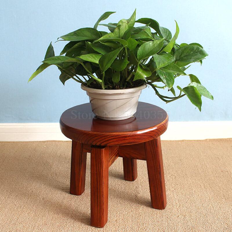 Taburete pequeño de madera maciza de uso doméstico, taburete pequeño de madera carbonizado giratorio, taburete de madera simple y para niños y adultos, taburete pequeño