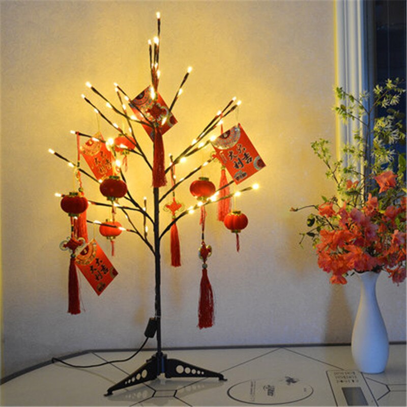 80Cm Mini Kleine Kerstboom Licht Boom Inpluggen In Verlichting Led Kleur Van Macaron Woonkamer Slaapkamer Kerst Decoratie m3346: Rood