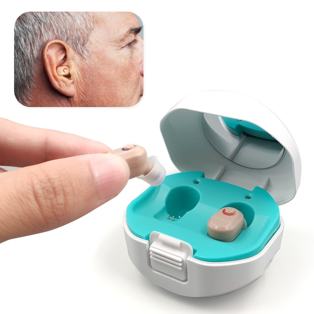 1 paar Hörgeräte USB Aufladbare ITE Klang Verstärker Unsichtbare hörverlust Für Ältere taub Einfache Besser Hören: Haut Farbe