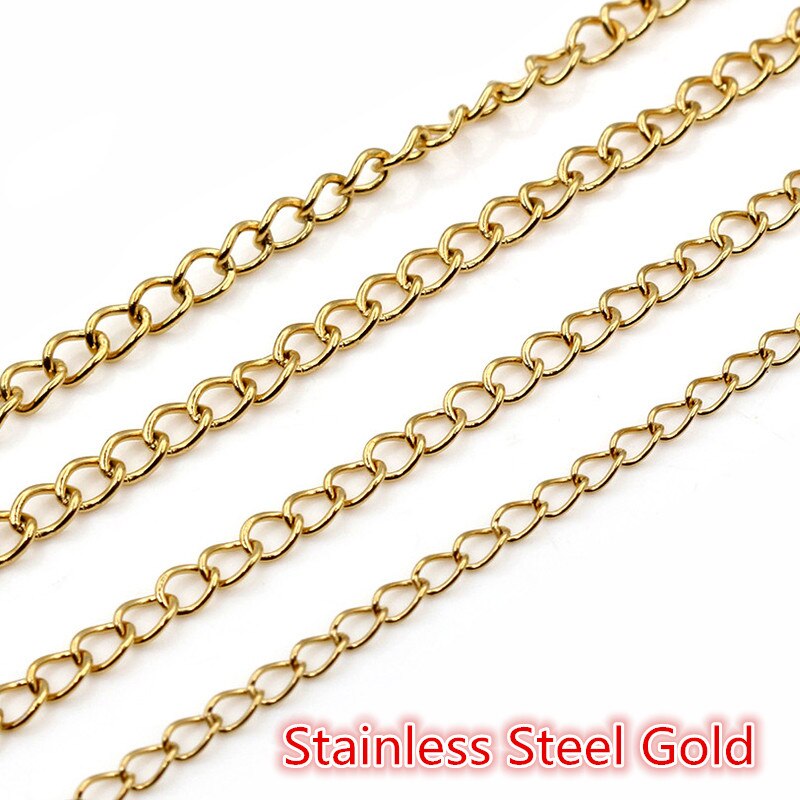 5 Meters/partij Nooit Vervagen Rvs Gouden Ketting Kettingen Bulk Voor Diy Sieraden Bevindingen Maken Materialen Handgemaakte Supplies: Stainless Steel Gold / 3.5x2.5 mm