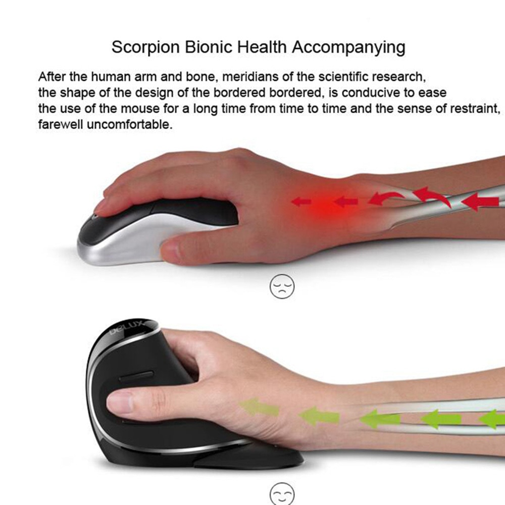 Delux M618 Plus RGB Wired Vertical Mouse Ergonomic USB 4000 DPI Optical Wrist Rest Wireless Game Mice For PC Desktop Laptop