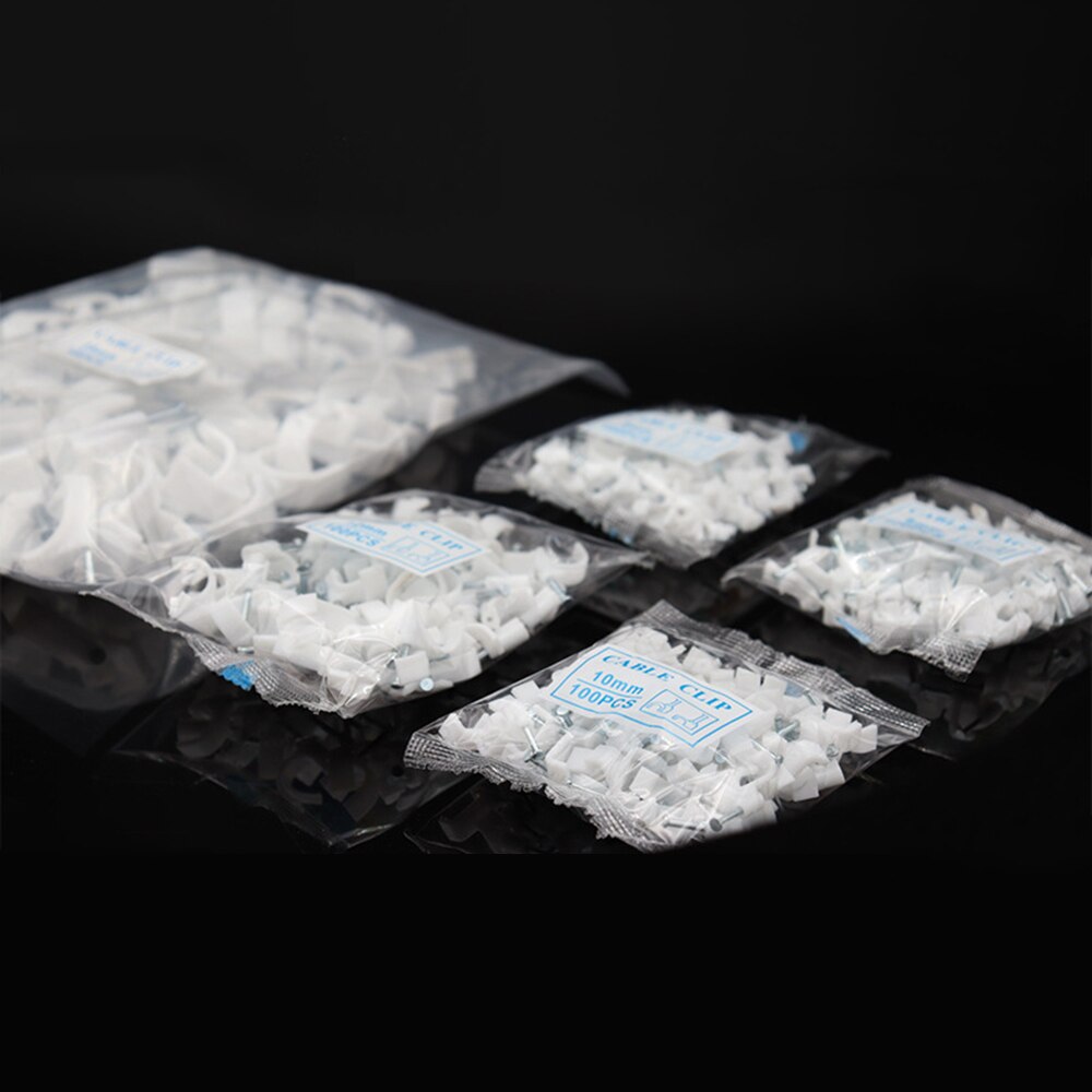 100 Pcs 4mm To 25mm Cable Steel Nail Line Card Card Wire Line Circular Cable Clips Trough Wire Fixing White Wire Retainer