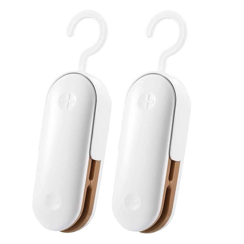 Mini Zak Sealer,2 Pack 2 In 1 Warmte Vacuüm Sealer & Cutter, Met Afneembare Haak, voor Plastic Zakken Voedsel Opslag Snack Verse: Default Title