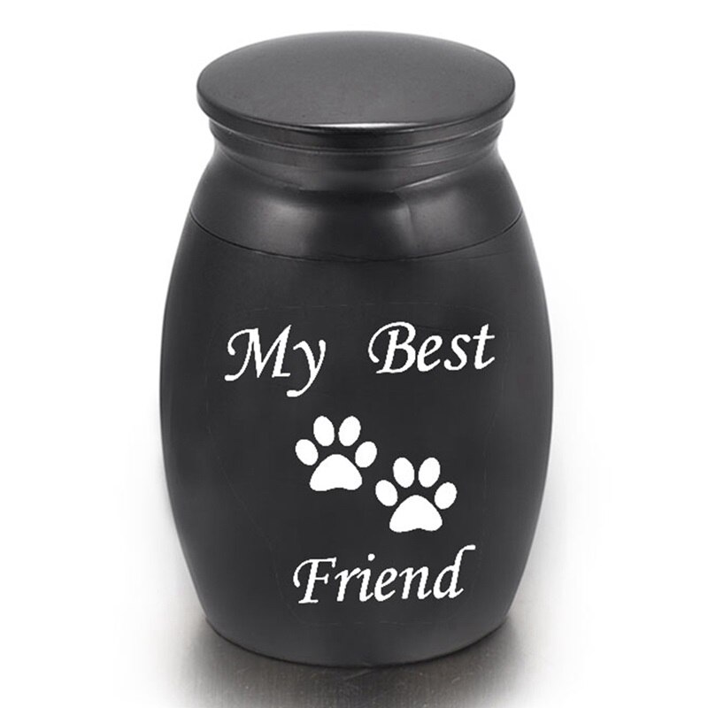 Cremation Ashes Urn Keepsake Casket Columbarium Pet Memorials Mini Size Pet Supplies Black Alloy Pet Urns for Dog Cat Bird Mouse: 02