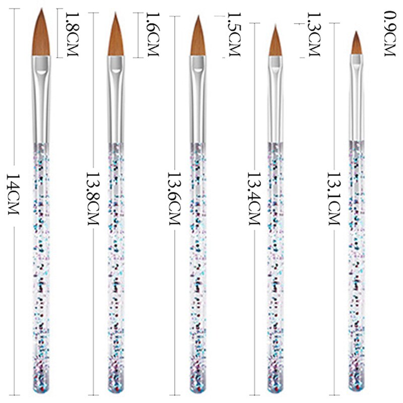 5 stk/parti nail art penselpenne akryl neglebørster uv gel neglelak maleri tegne pensler sæt manicure negle kunst værktøj