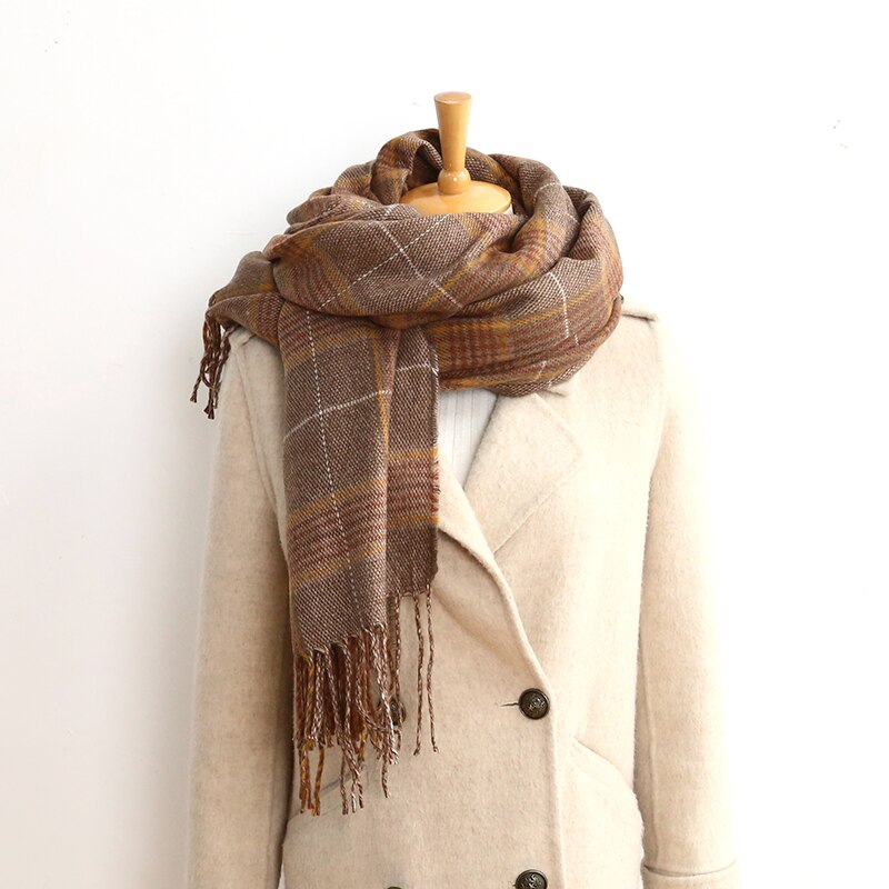 Bufanda de clásica para hombre y mujer, pañuelo de invierno a cuadros escoceses, cálido, informal, a la , de imitación de Cachemira, novedad de: 2