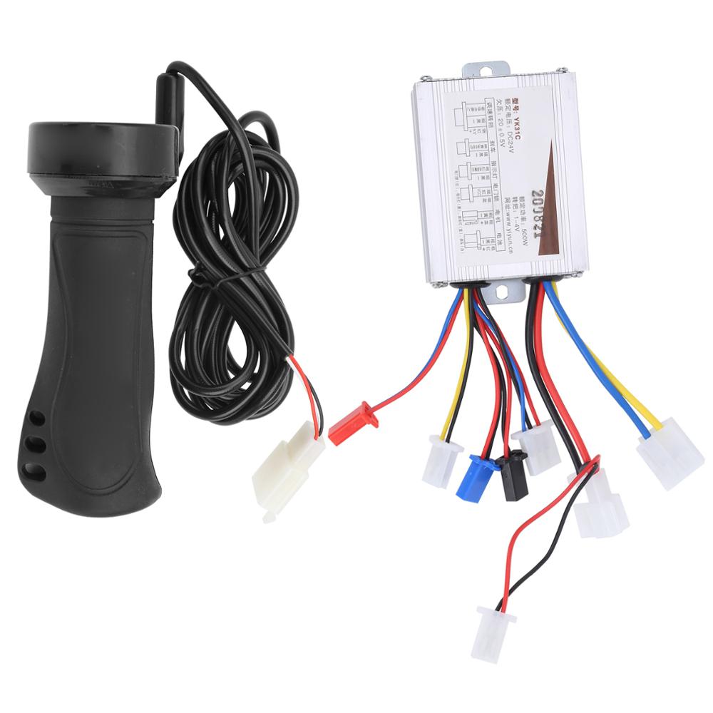 Controlador bicicleta eléctrica, 24V/36V, 500W, controlador de Motor cepillado y juego de agarre de acelerador para bicicleta eléctrica, piezas de bicicleta eléctrica: 24v
