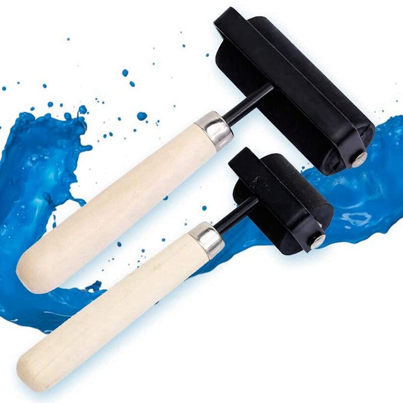 1.5 Inch and 3 Inch Hard Rubber Roller Heavy Steel Frame Craft Tools 2 Pieces