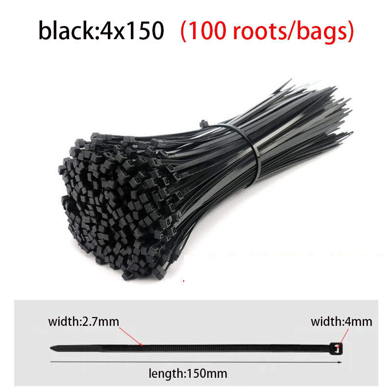 Brida de nailon de plástico autoblocante, 100 Uds., anillo de sujeción de brida de cable negro 5x300, brida de cable 4x200, envolturas con cremallera, juego de bridas de nailon: Oro