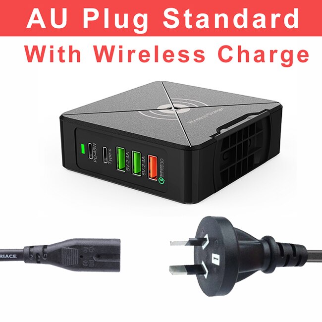 75W chargeur USB PD Type C chargeur rapide pour iPhone 8 X XR Qi chargeur sans fil pour Samsung téléphone portable QC 3.0 chargeur mural rapide: AU Plug F88-W