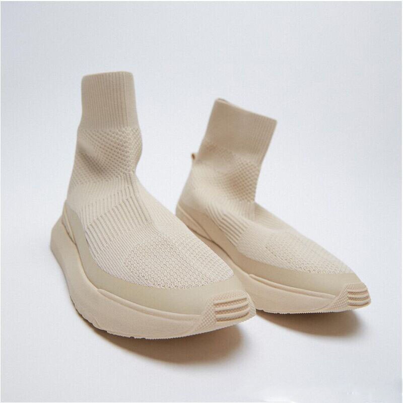 Baskets tricotées à bout pointu pour femmes, chaussures chaussettes à la