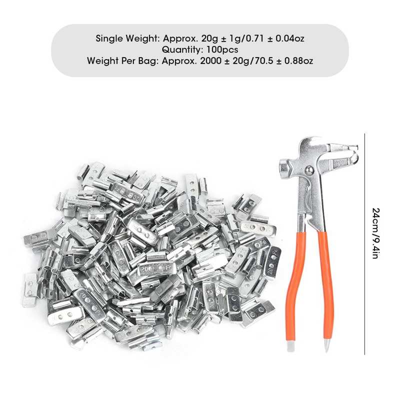 car accessories Tire Chains 20g/0.71oz Clip-On Hook Wheel Blocks P-Style Tire Weight Balancing Assortment araba