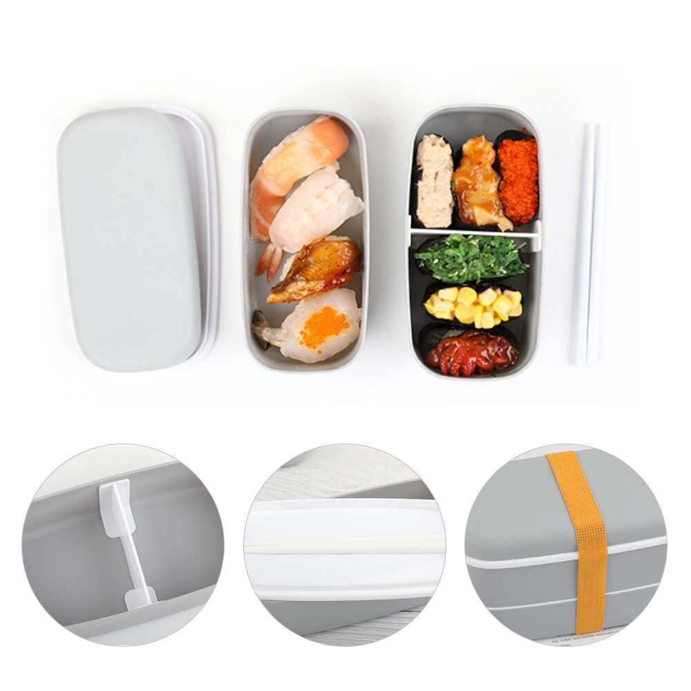 Microwavable 2Layer Lunch Box With Compartments Leakproof Bento Box Insulated Food Container With Chopsticks