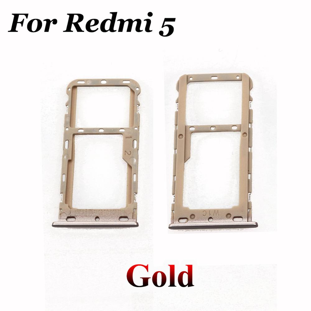 YuXi For Xiaomi Redmi 5 SIM Card Tray SIM Card Holder Adapter for Xiaomi Redmi note 5 note5 SIM Card Slot Miscro SD TF Card Tray: 5-Gold