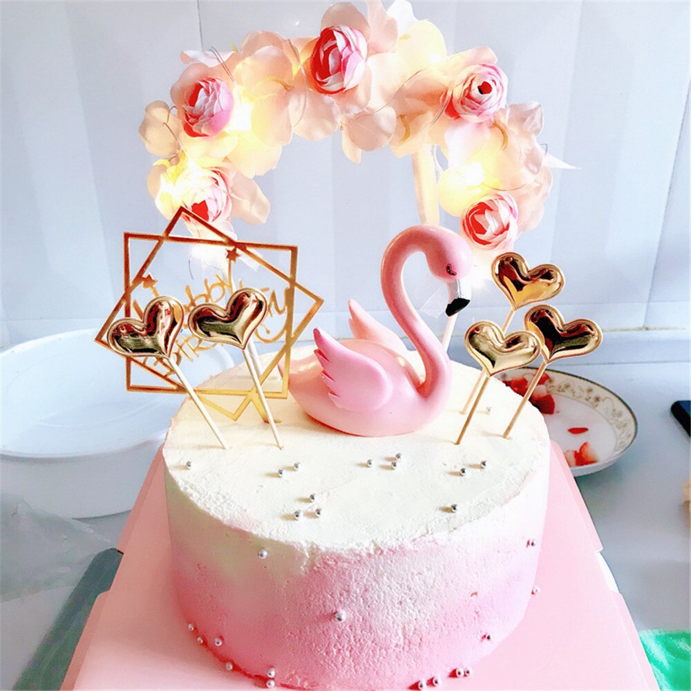 Décoration de gâteau flamant rose, 1 pièce, fournitures de fête d&#39;anniversaire, de mariage, à faire soi-même, pour la saint-valentin