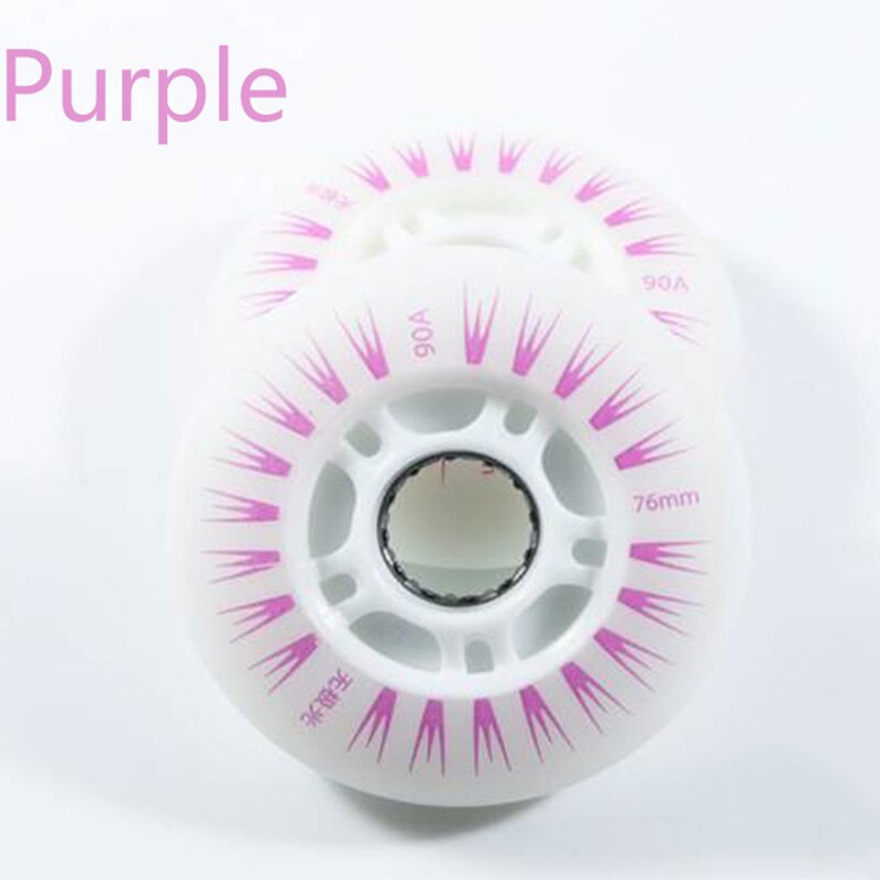 8 stk/sett aurora flash rulleskøyter lysende hjul for inline skate trening pu brems flatt blomsterhjul lysende 72mm 76mm 80mm: 8 stk lilla 72mm