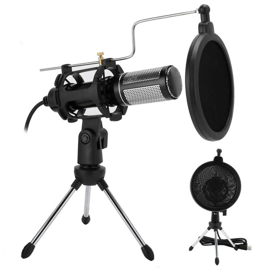 USB Desktop Microphone Condenser Recording Microphone USB Desktop Microphone Mini Studio Portable Karaoke Mic Condenser