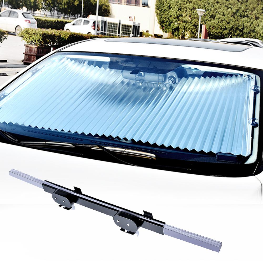 Rideau pare-soleil rétractable pour pare-brise avant et arrière, 45-65 cm, protection anti-UV pour voiture, camion et SUV