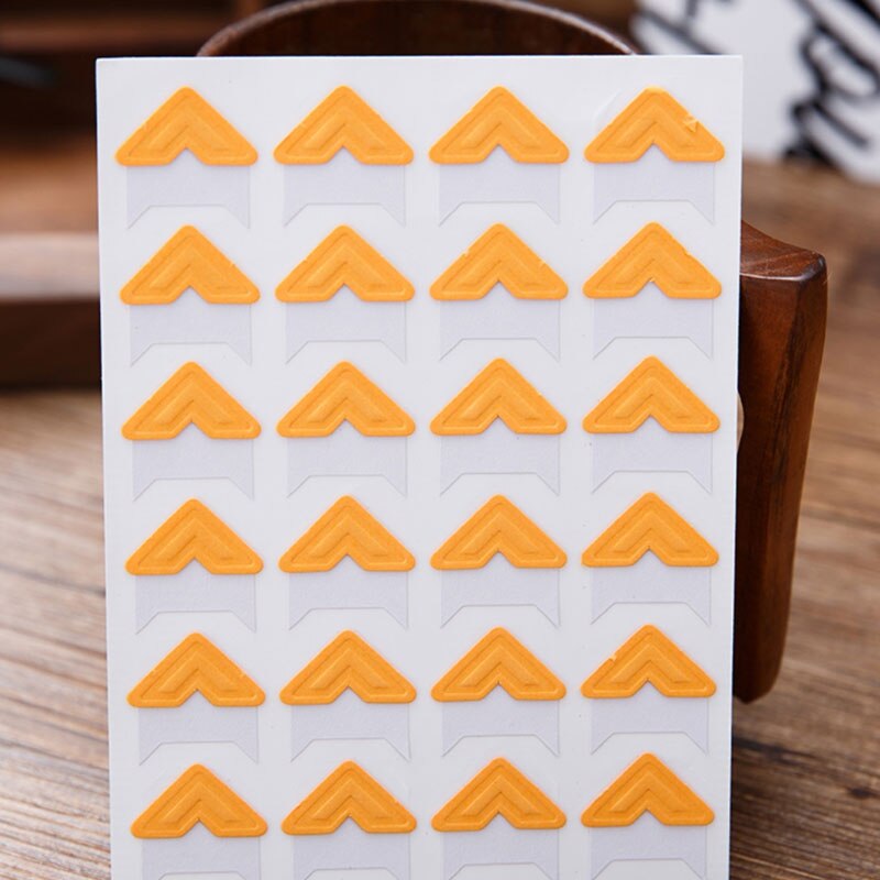 240 Stks/partij (10 Vellen) hoek Kleurrijke Papier Stickers Fotoalbums Frame Decoratie Diy Thuis Foto 'S Handwerk 6 Col: Orange