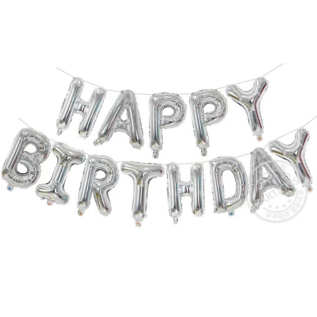 Ballons pour anniversaire, 13 pièces, lettres Happy Birthday, 16 pouces, décorations pour fête en aluminium, Rose or, argent, noir, fournitures de: slim silver