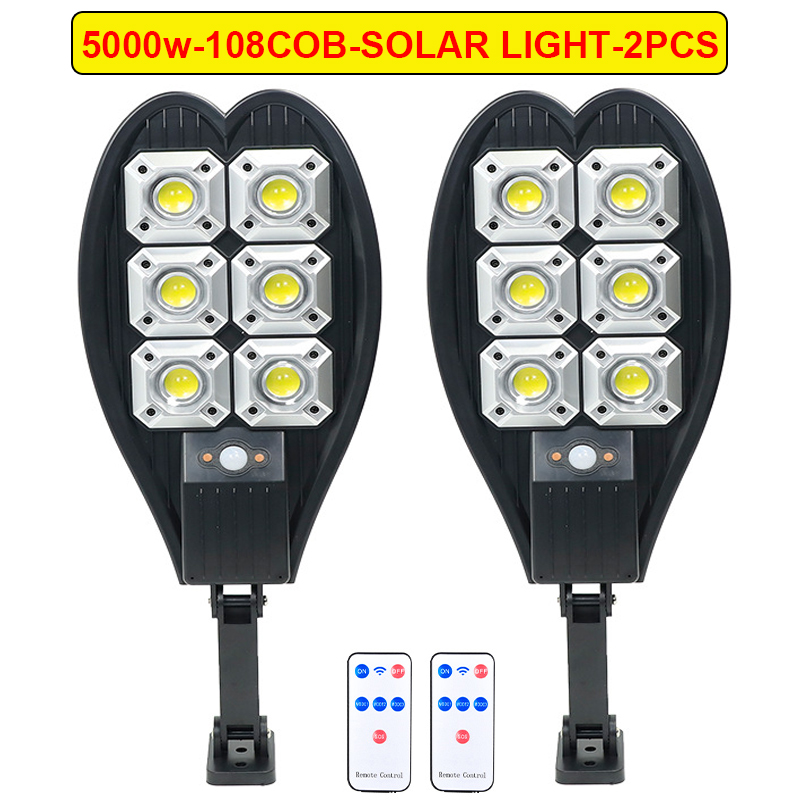 IP67 Waterproof Upgrade Outdoor LED Solar Light 5000w Powerful Solar Lamp 3 Modes Garden Light Street Lamp With Motion Sensor: 108COB 6000K
