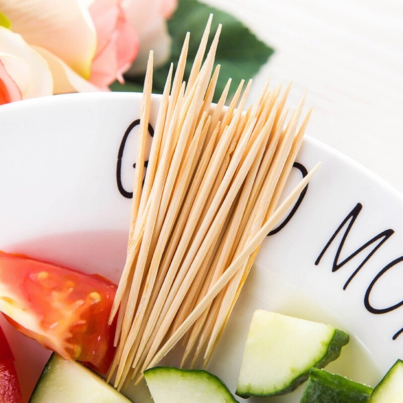 Natuurlijke Bamboe Tandenstokers tweekoppige Fijne Tandenstoker Thuis Salade Stok Tafel Accessoires