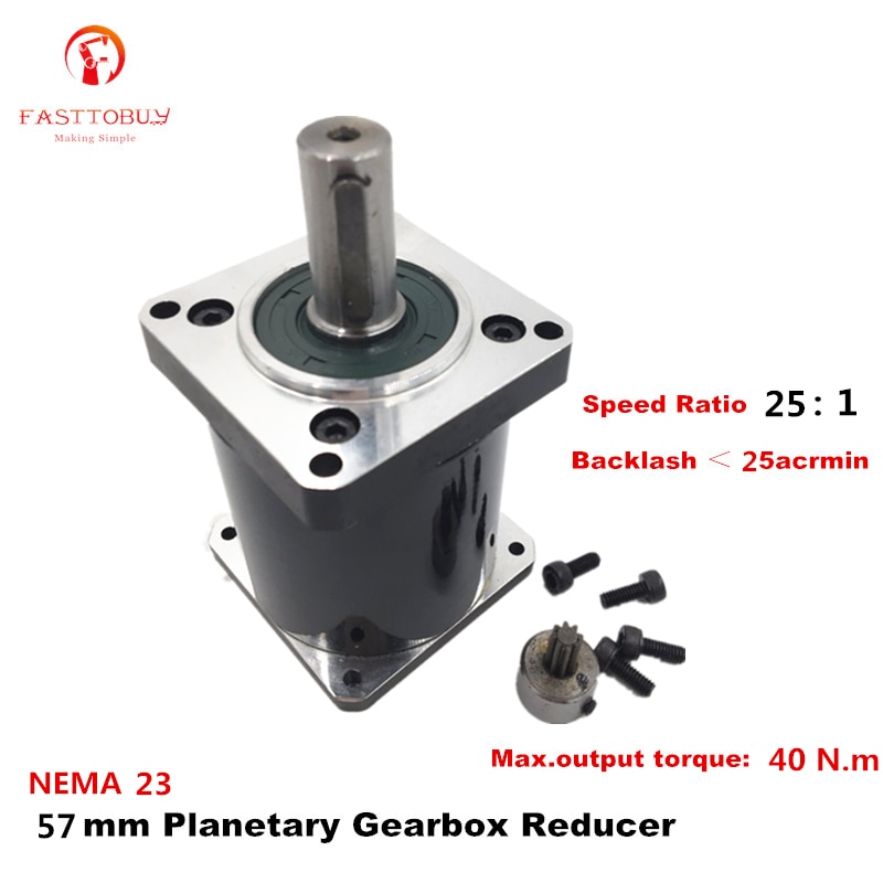 Caja de cambios planetaria de alta precisión, reductor planetario de 25 acrmin de relación 25:1 NEMA23, Servo/Motor paso a paso de 57mm, 57x G-25
