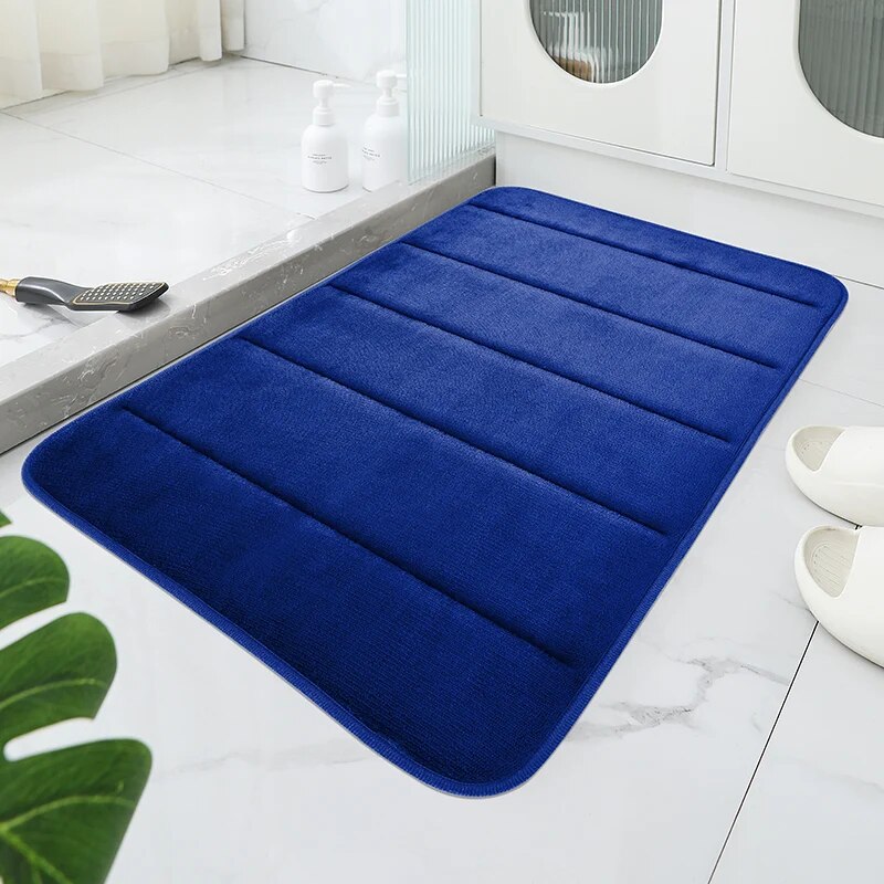 Bad Korallen samt Anti-Rutsch-Matte, schnelle Wasser aufnahme, trockene Maschinen wäsche, Toiletten matte, weich bequem, einfache Matte Bad verwenden: Tiefe Blau / 500MMx800MM