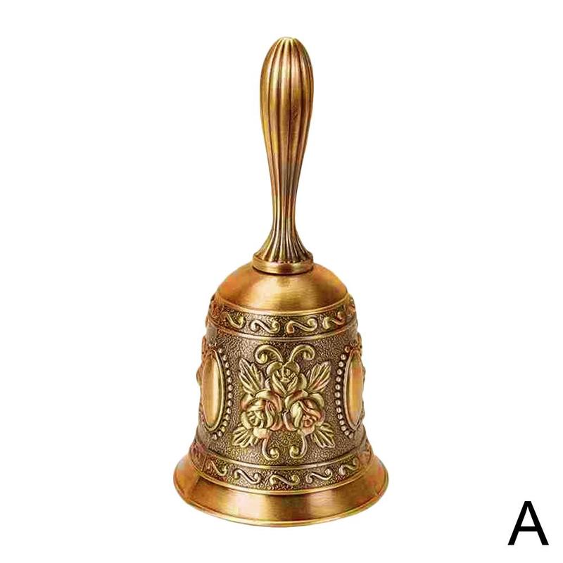 1Pcs Hand Bell Metal Tone Koperen Ring Alarm Hand Hold Dienst Call Bell Desktop Bel Thee Dinner Bells Game bells Xmas Klokken: A