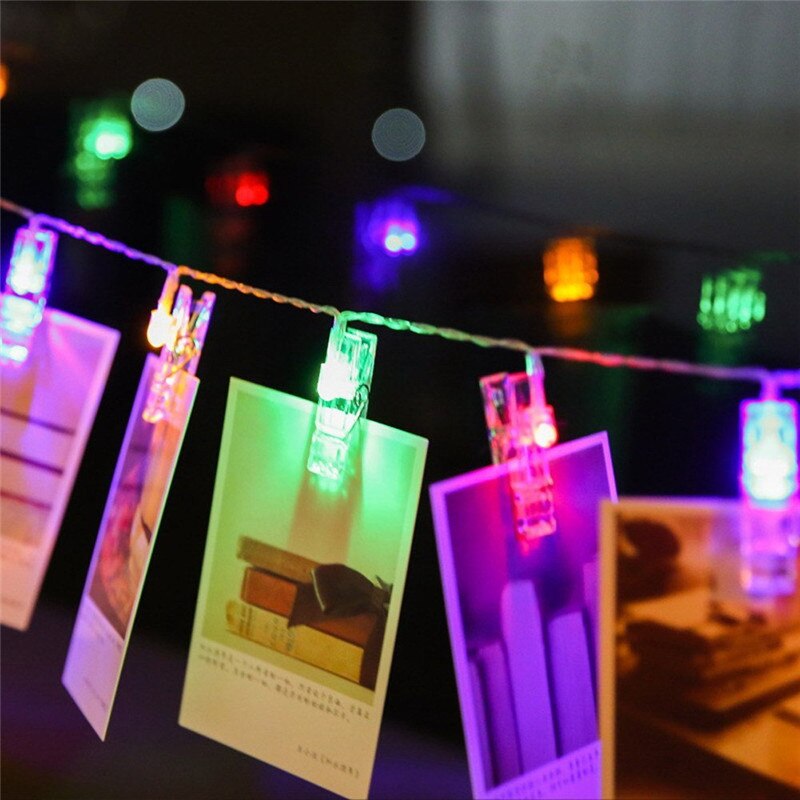 Slinger kaart foto clip lichtsnoer 1.5m 10 leds led lichtslinger kerst slaapkamer diy wasknijper vormen batterij kerstlamp