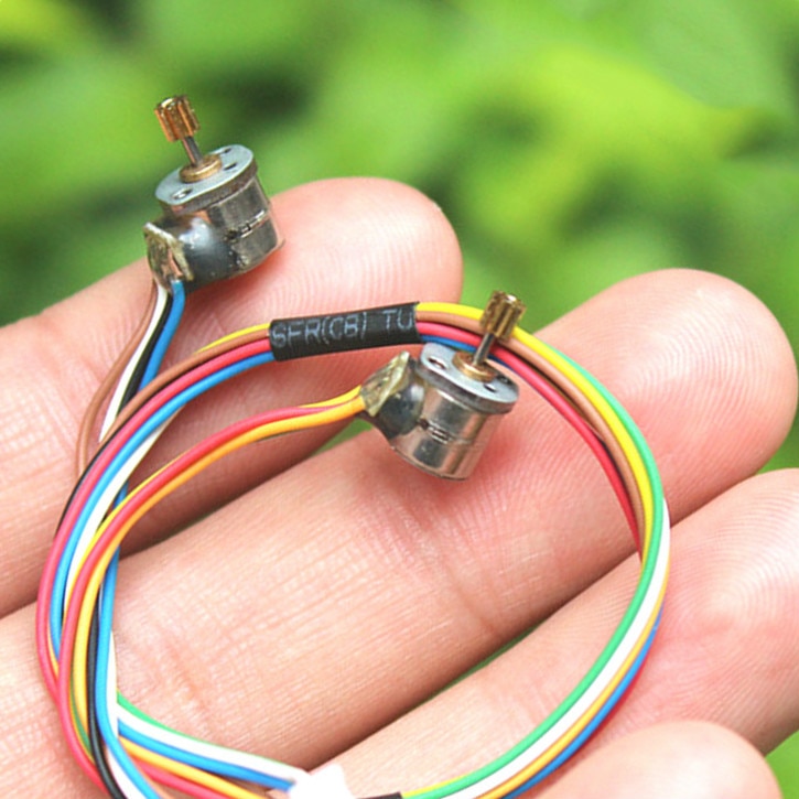 A Pair Micro 6mm Stepper Motors 2-phase 4-wire Stepping Motor 47 Ohm Step Angle 18 Degrees Small Step Motor with 9T 0.2M Gear