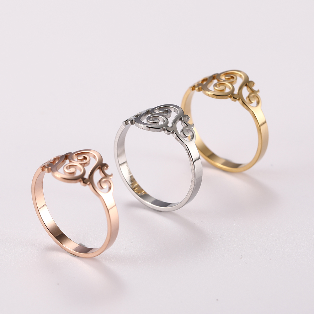 Cazador Vintage fleur filigrane bague femmes couleur or acier inoxydable bagues bijoux anniversaire anniversaire mère