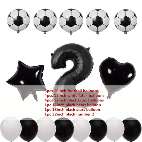 16 Uds 10 pulgadas Mini globo de fútbol Set 0-9 Número forma de estrella y corazón globos de aluminio DIY niños Baby Shower decoración de de cumpleaños: set 2