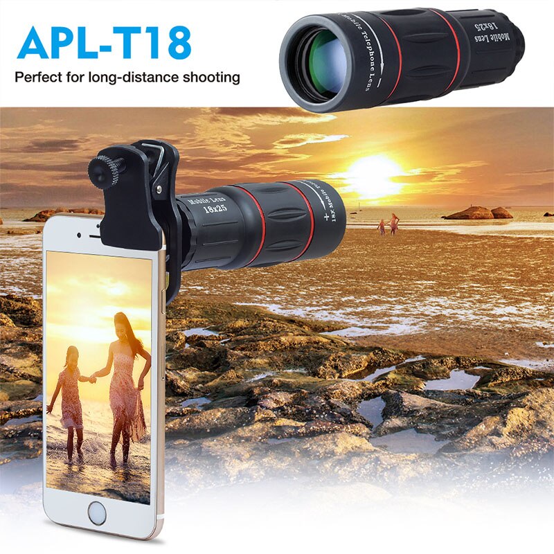 Umfang Teleskop mit Stativ Telefon Clip Professionelle Tele Telefon Kamera Objektiv 18X Monokulare Teleskop Kompakte Versenkbare Zoomen