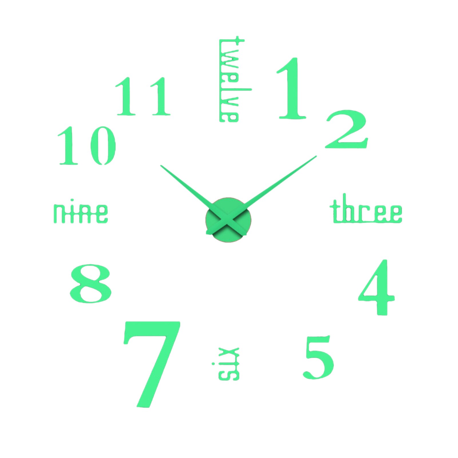 Night Light Wall Clock 3D DIY Frameless Wall Decoration Clock Luminous Stickers Non-Ticking DIY Wallclock Sticker Living Room