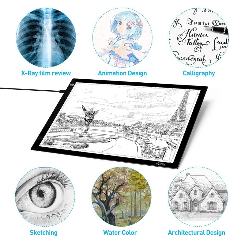 A4 LED Image Tablet Drawing Digital image Pad Type C LED Drawing Tablet Electronic Art Painting with Stand