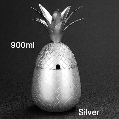 Ananas Tumbler/Mok Moscow Mule Mok Beschikbaar In 3 Kleur (Zilver, Koper, Goud)- Cocktail Drinkbekers Mokken Bar Tool: Silver 900ml