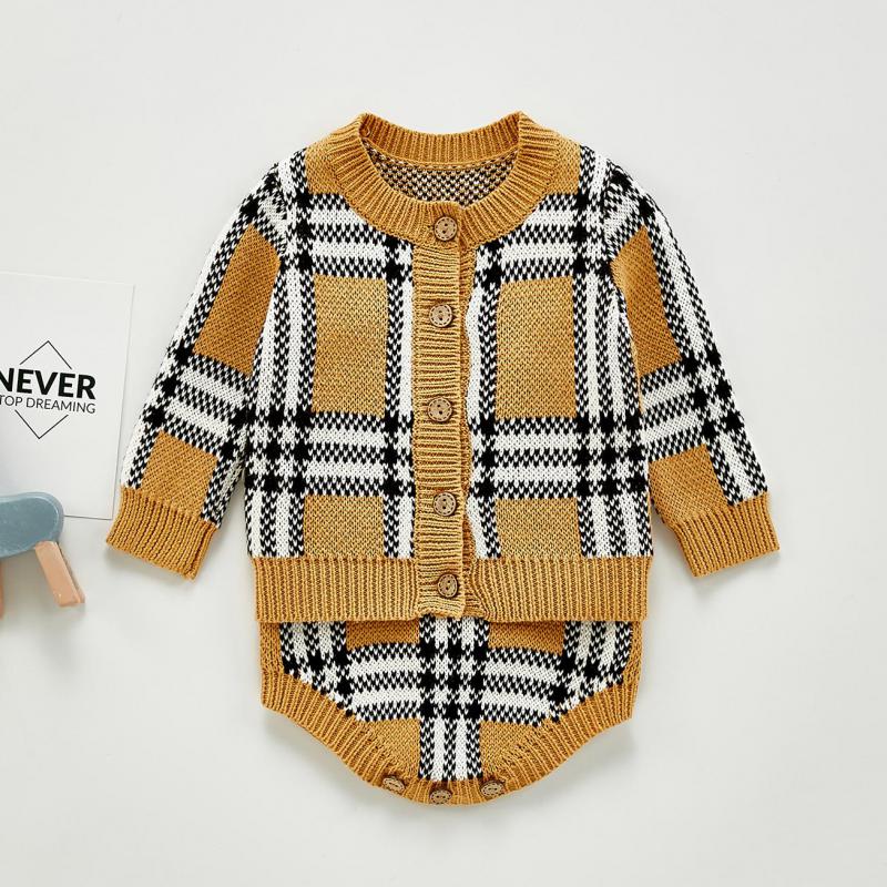 Herbst Baby Mädchen Kleidung einstellen Baby gestrickt Bodysuit einstellen Kleinkind neugeboren Baby Mädchen stricken Strickjacke Jungen Pullover Baumwolle Baby Overall