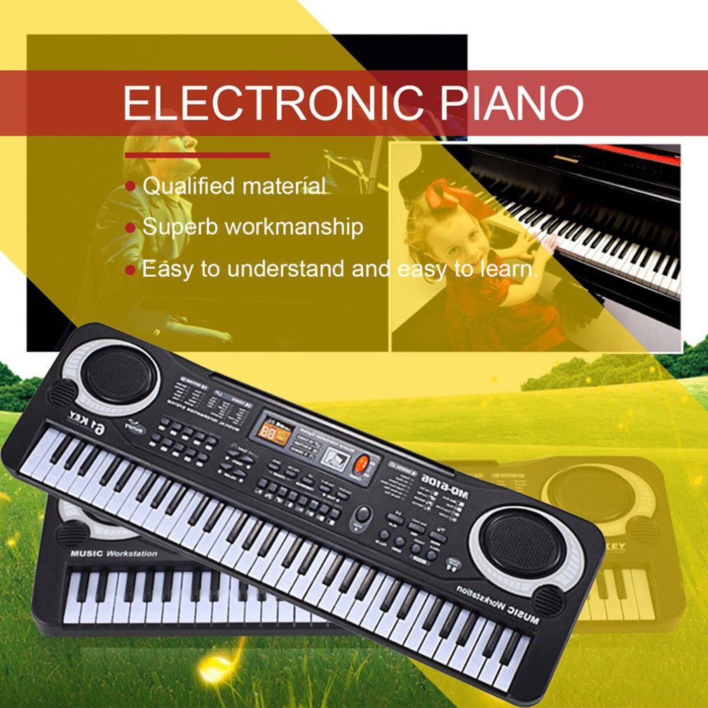 Pianotangentbord bärbart elektroniskt barns tangentbord piano nybörjare digital musik pianotoy 61 tangenter piano med mikrofon