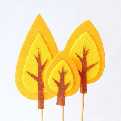 Felt Cloth Tree Animal Cake topper for baby shower happy birthday cake topper Accessories Birthday baby Boy girl Party Supplies: 3pcs-tree1