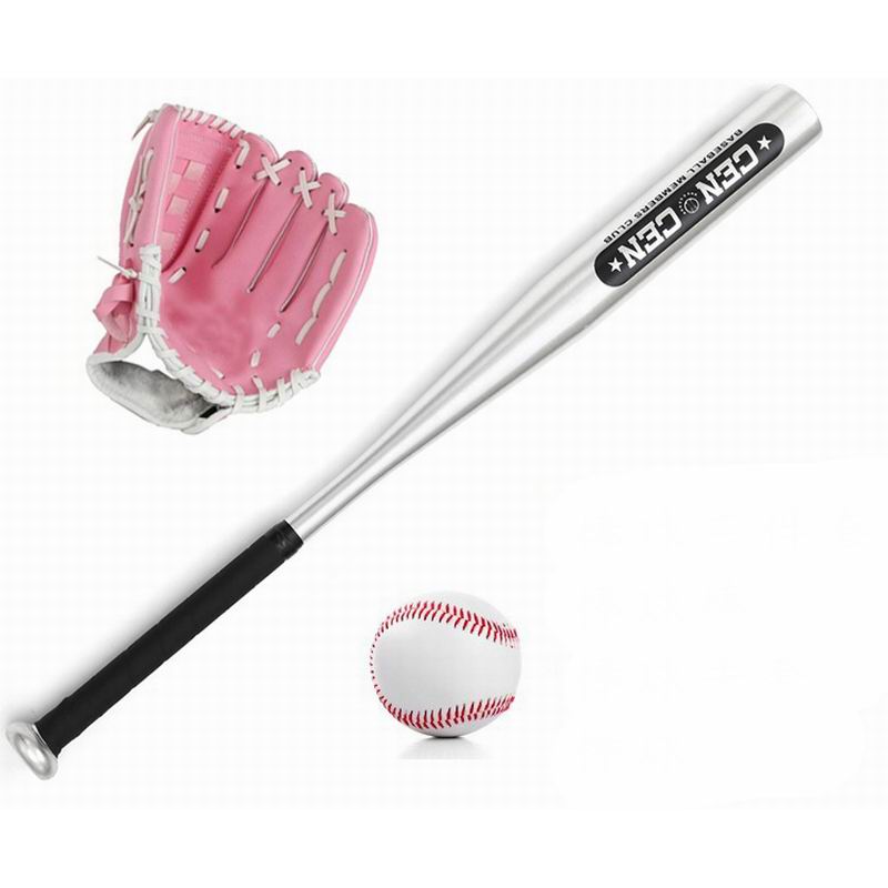 1 Set 3 stücke: 1pc Legierung Aluminium Baseball Bat 25 "63cm Lange, 1pc 10.5" Größe für Kinder PVC Handschuh und 1pc 9 "Standard Baseball 1 Tasche