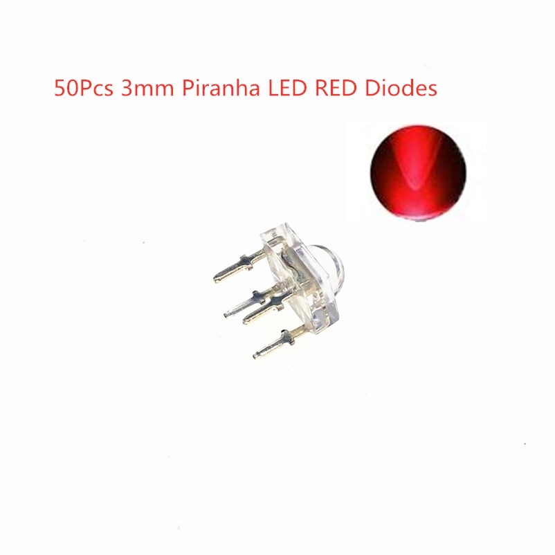 50Pcs 3 Mm Piranha Led Rood Diodes 3 Mm Led Diode Light-Emitting Diodes 4 Pins F3 rode Piranha Led Diodo Helderheid Lamp