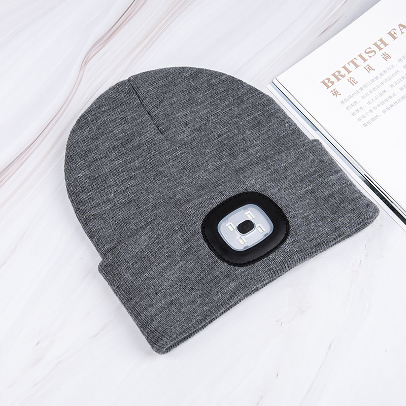 Gorros para hombre, gorro de punto liso con iluminación LED, boinas estilo Hip-Hop, gorros de lana cálidos portátiles para mujer,