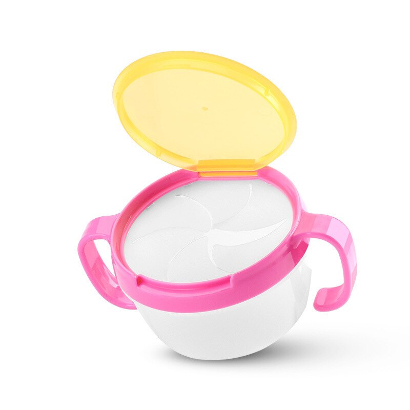 Baby Kids Toddler Snack Catcher Double Handle Snack Cup Jar Bowl Spill-proof Biscuits Container Box: Yellow