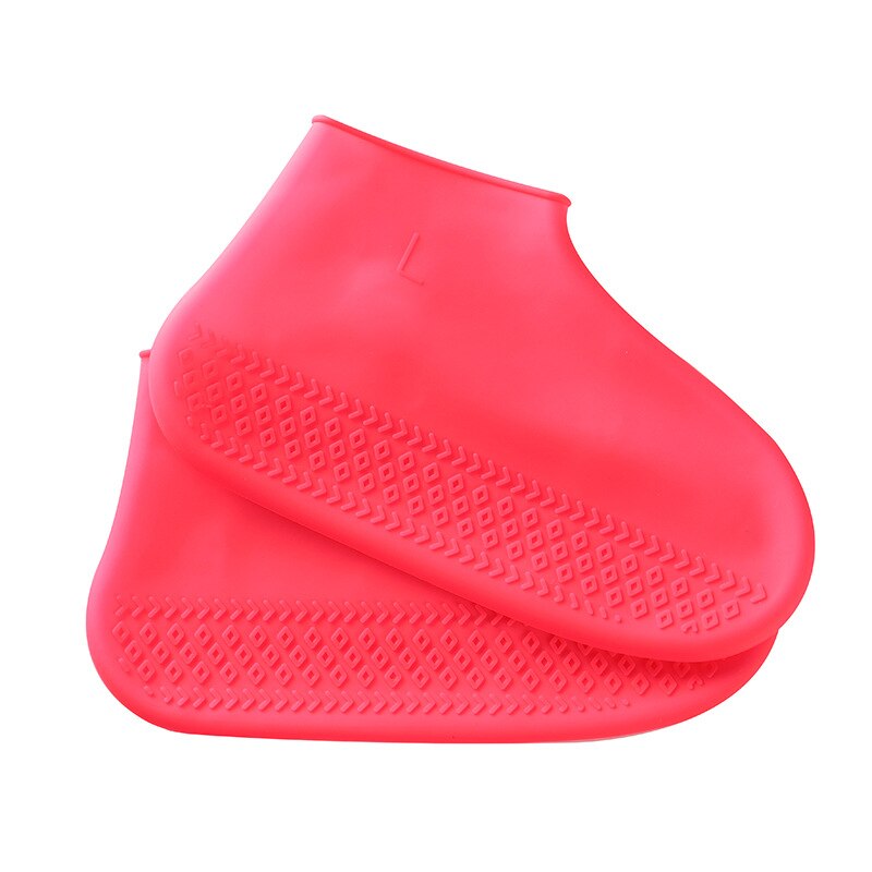 Couvre-chaussures en Silicone imperméable, antidérapant, épais, pour Camping en plein air, pour hommes, femmes et enfants, couvre-bottes, équipement de pluie: Rouge couleur / L       2Pcs