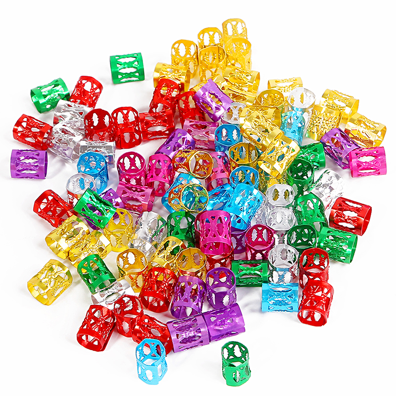50 stk/pakke 8mm 8 farver blandede perler til tøj dekoration justerbare hår fletringe manchet klips syning håndværk diy rør smykker