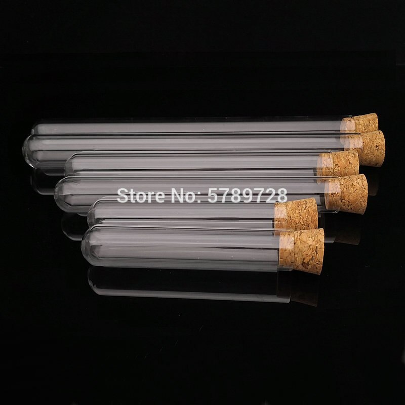 20 piezas tubo de ensayo de fondo redondo de vidrio de 20mm de diámetro exterior con tapón de corcho, equipo de enseñanza experimental escolar