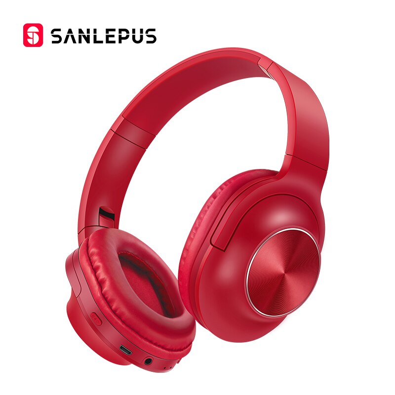 Sanlepus Draadloze Hoofdtelefoon Bluetooth Headset Opvouwbare Stereo Hoofdtelefoon Gaming Koptelefoon Met Microfoon Voor Pc Mobiele Telefoon: Red